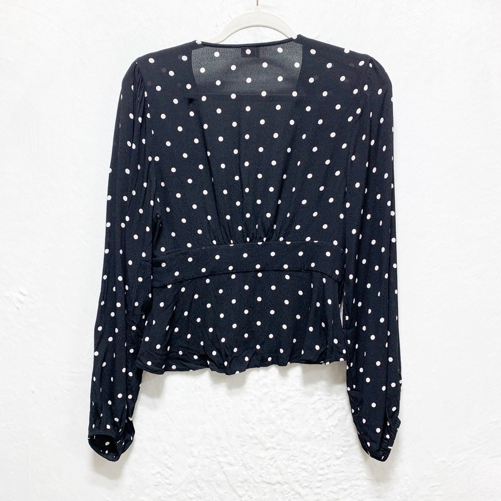 Aritzia Wilfred New Prairie Blouse Black White Polka Dot Sz S - Picture 4 of 14